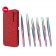 6PCS Complete Multi Titanium Coated Volume Tweezers Eyelash Extension Set With Red Metallic Magnetic Pouch