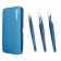 3 Pcs Kit of Eyelash Extension Tweezers In Blue Magnetic Kit - Made In Surgical Stainless Steel