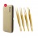 4PCS - 14CM Golden Titanium Coated Eyelash Extension Tweezers With Golden Glitter Elastic Kit - Made of Japanese Stainless Steel