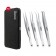 4PCS - 12CM Matt Finish Eyelash Extension Tweezers With Black Glitter Magnetic Kit - Made of Japanese Stainless Steel